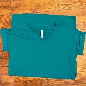 Green V-Neck T-Shirt Dress